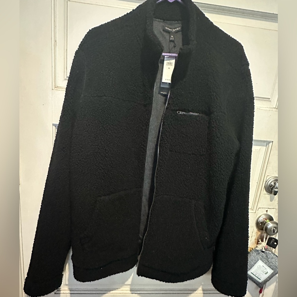 Black Fleece Zip-Up Jacket